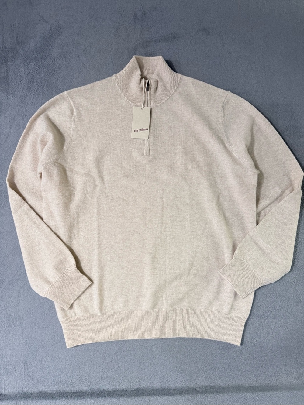 State Cashmere - Men's Half-Zip Cashmere Sweater - Cream